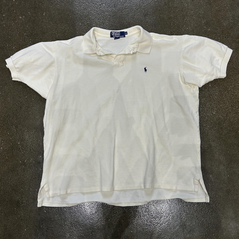 Polo Ralph Lauren Polo Shirt Mens XL White Pique Knit Pony Logo Casual